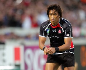 Shotaro Onishi prepares to kicking the equalizing conversion..Rugby World Cup. Canada v Japan, Stade Chaban-Delmas, Bordeaux, France. 25 September 2007. Photo: Dave Lintott / lintottphoto.co.nz