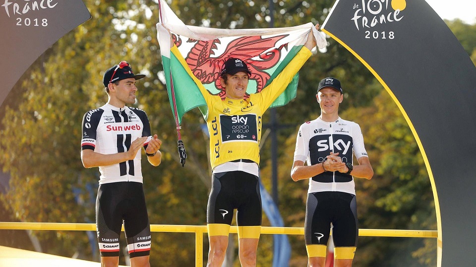 PARIS CHAMPS ELYSEES FRANCE JULY 29 DUMOULIN Tom NED of Team Sunweb THOMAS Geraint GBR of